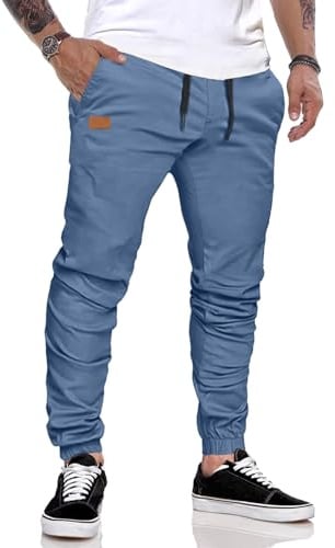 JMIERR Herren Jogginghose Baumwolle Atmungsaktive mit Taschen | Baumwolle Stoffhose,Chino Hose,Cargohose,Jogger,Regular fit,Freizeithose mit Elastischem Taillenbund,Business Arbeitshose