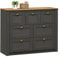 IDIMEX Sideboard Bolton aus Kiefer anthrazit/braun Massivholz, Kommode mit 7 Schubladen mit Muschelgriffen, Sideboard im Landhausstil aus Massivholz