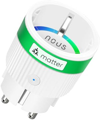 NOUS Prise Connectée Matter avec Suivi de Consommation Électrique, 16A 3840W, Compatible avec Alexa, Google Home, Tuya, Apple Homekit, SmartThings, Télécommande via App, WiFi 2.4 GHz