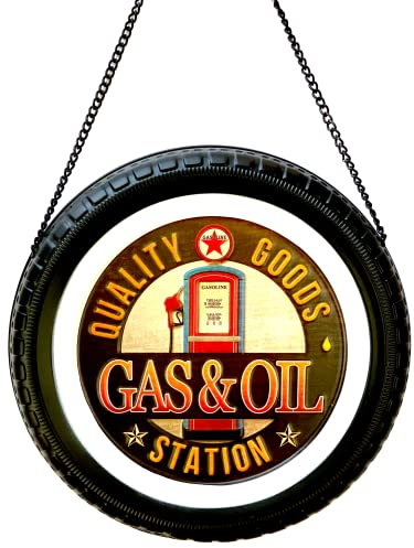 DiiliHiiri Cartello 3D vintage benzina – originale cartello retrò di American Retro Sign Company per bar pub caffetteria e officina. Targa vintage anni '50. 30 x 60 x 4 cm (9541-1)