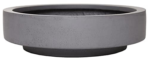 VIVANNO Pflanzschale Blumenschale Dekoschale Fiberglas Escada Low 12x45 Betonoptik Grau