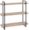 Wandregal HWC-K78, Hängeregal Schweberegal, 3 Regalböden Massiv-Holz Industrial 60x60x18cm - Natur, Metall schwarz