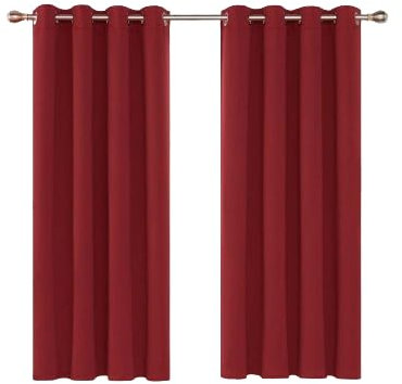 Ev Dekor® EVCRTN01 Thermal Blackout Curtains for Bedroom, Offices, Hotels Windows 90(228cm) Wide X 54(137cm) Long, Red - 2 Panels with Tie Backs