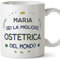 Mugffins Tazza Personalizzata in ceramica per OSTETRICA donna 11 oz / 350 ml - In italiano - Migliore del Mondo - Idea regalo per compleanno, anniversario, natale, laurea