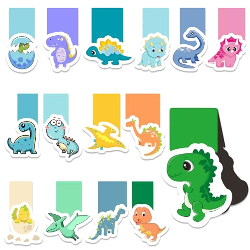 Lesezeichen Kinder, 30 Stück Magnetische Lesezeichen, Weihnachten Magnet Lesezeichen Bunt, Seitenclips Lesezeichen Lustig, Mitgebsel Magnetic Bookmarks für Schüler Lehrer Lesen Schule(Dinosaurier)