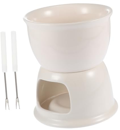 Milisten 1 Set Chocolate Melting Oven Candy Melts Pot Chocolate Melt Pan Home Hot Pot Chocolate Fondue Dippers Fondue Maker Ice Cream Candy Retro Heater White Marshmallow Ceramics Household