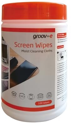 Groov-e Screen Wipes - Multipurpose Cleaning Wipes, Single Wet Wipes for Keyboards, Cameras, Monitors, Phones, & More - Resealable Container, 100 Pack