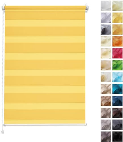 Rettika Doppelrollo Klemmfix ohne Bohren – Sonnig – Breite 50 cm, Höhe 120 cm – Duo Rollo für Innenräume, Sichtschutz Fensterrollo mit Lichtregulierung