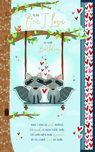 Wishing Well Geburtstagskarte für die Liebe, Waschbäume auf Schaukel, handgefertigt, 17,8 x 27,9 cm