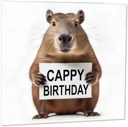Capybara Geburtstagskarte – Cappy Happy Birthday Karte, 145 mm x 145 mm