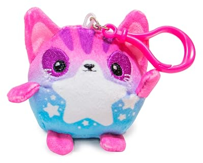 SquishPets Keychain - Kuscheltier Galaxy , Plüschtier in einem Schlüsselanhänger 6 cm , lila