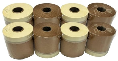 Handelskönig 8x Papier-Masker 100 mm x 20 m Krepp-Masker Abdeckpapier Abdeckband Folie Band Tape
