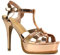 ESSEX GLAM Women's Strappy Ankle Strap Platform Shoes Ladies Open Toe Rose Gold Stiletto Heeled Sandal Size 6