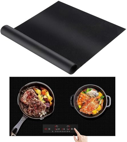 Pckobever Induction Hob Protector Mat,61x52cm Large (Magnetic) Cooktop Scratch Protector,Silicone Induction Hob Cover Heat Resistant Stove Cover For Induction Stove,Multifunctional Silicone Mat(Black)