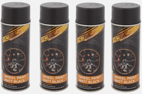 Générique Lot de 4 Bombes Noir MAT - Spécial JANTES - 400ml - Bombe Peinture Aérosol - Séchage rapide - 224