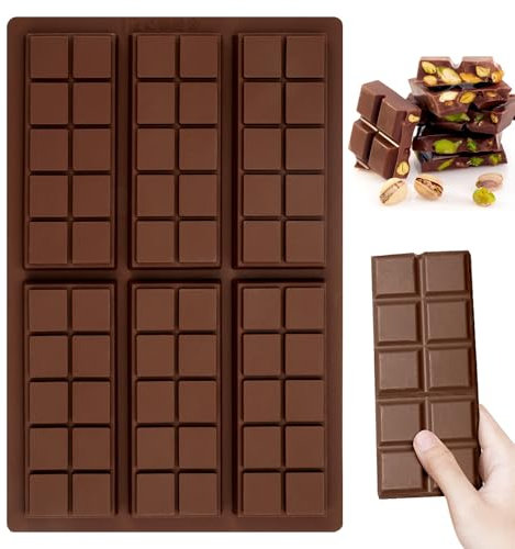 Silikon Schokoladenform,Schokoladentafel Form für 6 Tafeln Schokolade Selber Machen,BPA-frei Chocolate Mold,Silikonform Schokolade mit Antihaftbeschichtung,Schokoladenform für Gelees, Puddings