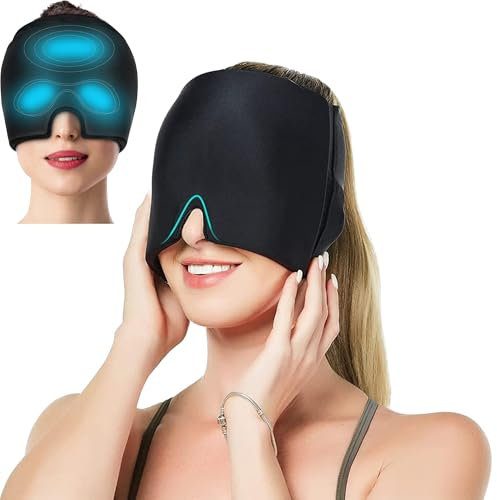 Gorro de Gel para Migrañas - Antifaz Gel Frío y Calor - Gorro Gel Dolor de Cabeza - Gorro Migrañas Frío - Alivio de Dolor de Cabeza y Migrañas. (Negro)