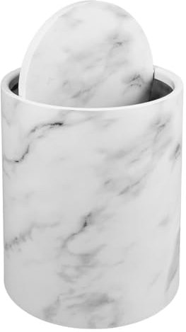 WATIIFUFU Swing Lid Garbage Can with Marbling Design Plastic Waste Bin for Kitchen Bathroom Office and Home Space-saving Flip Lid Trash Bucket for Multi-scene Use