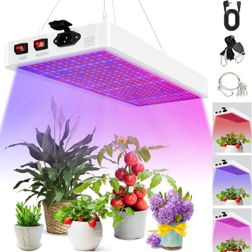 OGVDOE Lamparas de cultivo LED regulable, 1000W Grow light Focos 216 LEDs Cultivo interior Lampara LED Cultivo para plantas de interior, invernadero exterior, vegetales y flores