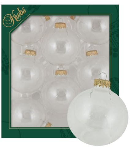 Krebs Glas Lauscha - Decoración de Navidad/Adornos para árbol de Navidad de cristal - Bolas de cristal de colores lisos - Cantidad: 8 unidades - Color: plata satinada - Tamaño: 7 cm aprox