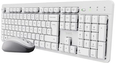 Trust ODY II Pack Clavier et Souris sans Fil AZERTY Français Silencieux, Touches Plates Flottantes, Récepteur USB Unique, Résistant aux Éclaboussures, Set pour PC Portable Windows Mac, Blanc