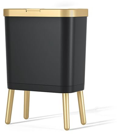 amangul High Leg Push Trash Can Waste Bin With Press Open Lid Odor Sealing For Various Rooms Stain Resistant