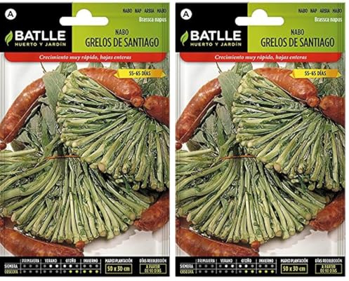 SEMILLAS BATLLE, Nabo Grelos de SANTIAGO, Multicolor, 15x8.5x3 cm (Paquete de 2)