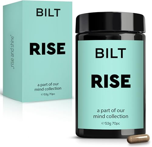 Bilt RISE (70 St.) • Energie Stoffwechsel Kapseln • Grüntee Extrakt (EGCG) Kapseln mit Taurin, Cholin, Bitterorange, Guarana & Koffein • 100% Vegan • Laborgeprüft • Ohne Zusätze
