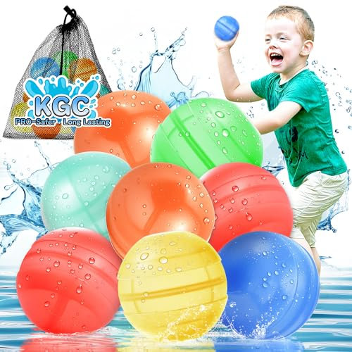 8 Stück Wasserbomben Wiederverwendbar, Silikon Wasserbomben Wasserballons Wiederverwendbar Mit 1 Mesh Bag, Reusable Water Balloons, Befüllbare Wasserbomben Mehrweg, Wasser Spielzeuge