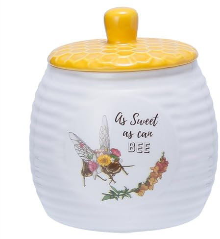 Mageeki Bee Ceramic Sugar Bowl - 400 ml Sugar Jar with Lid for Kitchen Counter, Versatile Candy and Condiment Storage Canister