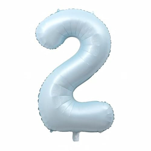 Alaoo Luftballon 2 Geburtstag Zahl, 40 Zoll Blau Creme Folienballon, Riesenzahl Ballon für Mädchen Junge Geburtstag Party Dekoration Jahrestag Dekorationen