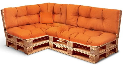 Palettenkissen Set Wetterfest – Sitzkissen für Europaletten – Palettenpolster, gefüllt mit granuliertem Poulirette-Schaum – Inkl. 2x Sitzkissen 120x80 +Rückenlehne 120x40 sowie 60x40 & 40x40