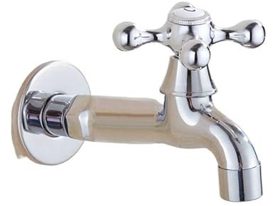 Polierter Chrom, wandmontierter Pool-Wasserhahn, Waschtischarmatur, Kaltwasser-Zapfhahn, Waschmaschinen-Anschluss, Gartenschlauch-Lätzchen, langlebig und stilvoll (Farbe: D)