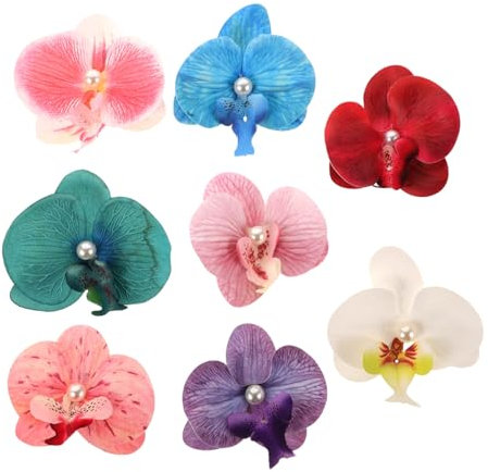 WOFASHPURET 8stücke Teiliges Realistische Blumen-haarclips Künstliche Orchideen Haarspangen Für Frauen Und Mädchen Für Strandpartys Hochzeiten Und Sommerfeiern Farbenfroh Und Langlebig