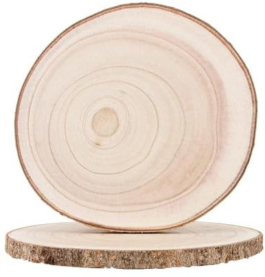 DUDUI 2 Stück Holzscheiben 30 cm Durchmesser, 25-30CM Baumscheiben Paulownia, Baumscheiben 30 cm Deko, Holzscheiben zum Basteln für DIY Handwerk, Weihnachten Dekoration, Hochzeit Handwerk