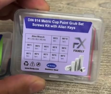 Fixxely Grub Screws Assorted Kit – 60PCS Stainless Steel 304 Set | M3, M4, M5, M6, M8 Hex Headless Screws with Allen Key | Door Handle Repair & Bathroom Fixtures