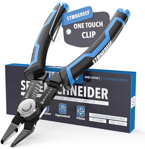 Abisolierzange Mini 3in1 Seitenschneider 20-10 AWG Kabel Zange | Schneidet, isoliert ab und greift - drei Funktionen in einer Zange