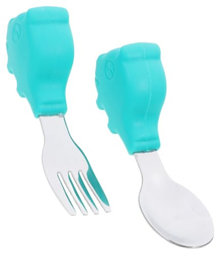 HOLIDYOYO 1 ensemble Set de Couverts Apprentissage pour Garçon Fille et Inoxydable Fourchette et Cuillère pour à Manger Ustensiles et Sécurisés pour Garçon Fille Voyage Design Ergonomique