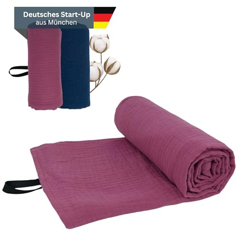 tripmate Reisehandtuch - 100% Baumwolle - Oeko-TEX® - Schnelltrocknend - Leichtes Musselin Handtuch - Hergestellt in der EU - ideal für Strand, Sport, Fitness, Sauna, Camping
