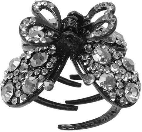 Gatuida Pince à Cheveux Noeud Grise avec Strass Pince Crabe Classique pour Femmes et Filles Accessoire Coiffure Confortable et Polyvalent pour Cheveux Épais ou Fins Mariage et Usage