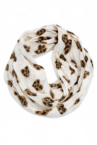 FASHION YOU WANT Damen edler LEO Herzen Loop Schal Schlauchschal,Unifarben Tuch, Leoparden Muster leichter Schlauchschal