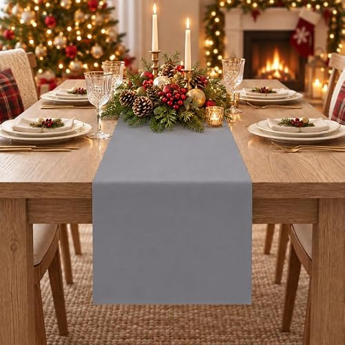 CozyHome&Living Tischläufer Grau 40x180 cm für Küche & Alltag Pflegeleicht