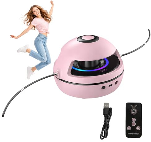 Music Jump Rope Machine – Wireless Skipping Rope with Bluetooth Speaker, 10 Speed Levels, LED Display Counter, Colourful Lights – Smart Cordless Jump Rope for Adults Kids Home Gym Equipment – Pink