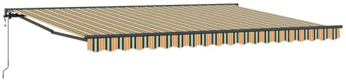 vidaXL Elektrische ausziehbare Markise Grün, Gelb, Anthrazit 5 x 3,5 m, Garten und Terrasse, rechteckige, Moderne, ausziehbare Markise, Perfekter Sonnenschutz, platzsparend, Polyesterstoff