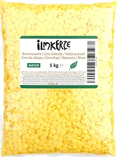 Ilmkerze® Bienenwachs Pastillen gelb 5 kg | Natur | ideal für Kosmetik Seifen Salben Wachstücher Kerzen Formkerzen Ziehkerzen Kerzengießen