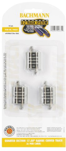 Bachmann Industries E-Z Track Quarter Section 44cm Radius Curved Track (6/card) N Scale