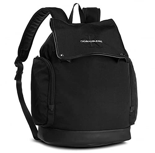 Calvin Klein Monogram Nylon Flap Backpack 45, Organiseurs de sacs à main homme, Noir (Black), 1x1x1 cm (W x H L)