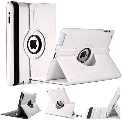 World Biz Case for iPad 9.7 2018/2017 / iPad Air 2 / iPad Air (9.7'') - 360 Degree Rotating Multi-Angle Viewing Stand, Shockproof PU Leather Book Style Flip Auto Sleep/Wake (White)
