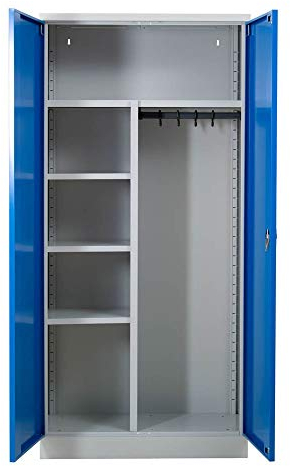 Gürkan Putzmittelschrank lichtgrau, enzianblau 80,0 x 38,0 x 180,0 cm