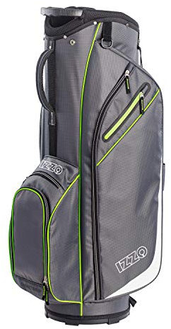 Izzo Golf Izzo Ultra-Lite Cart Golf Bag With Single Strap & Exclusive Features, Gray/Lime